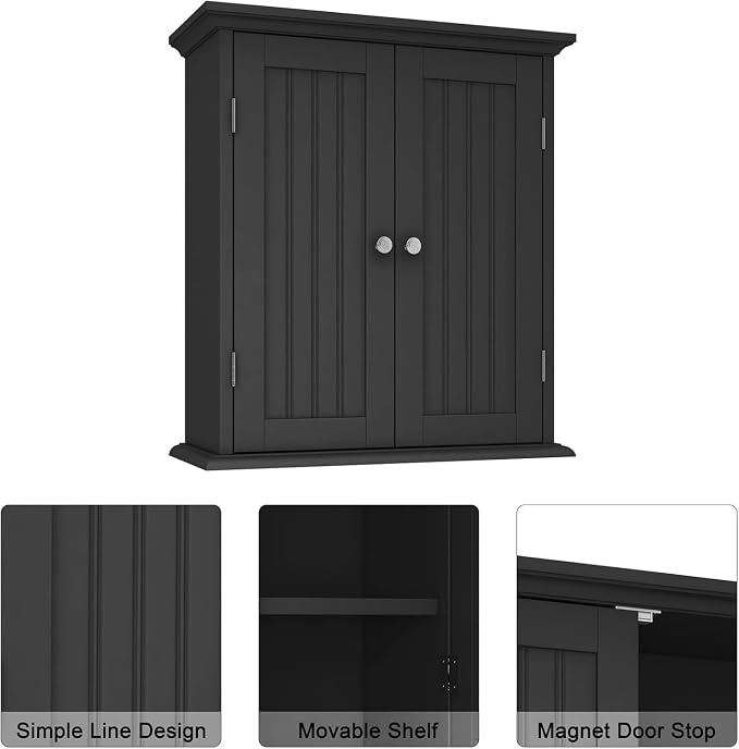 ChooChoo Bathroom Wall Cabinet Set of 2, Over The Toilet | 8.8"D x 21.1"W x 24"H, Medicine Cabinet, 2 Door and Adjustable Shelves, Cupboard, White - Image 4