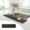 Customizable Kitchen Sink Faucet Mat: 24" Lx4 W Absorbent Splash Guard | Non-slip Fabric Rubber Mat, Cut to Fit Oval Rectangle Square Faucet & 2,3,4 Holes Irregular Sink with Soap Dispenser Air Gap by EazziSwitch