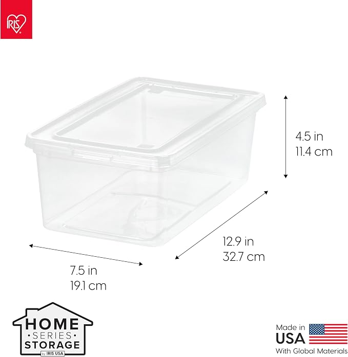 IRIS USA 20-Pack 6 Qt Storage Bins with Lids, Clear, Stackable | Ideal for shoes, crafts, office supplies and pantry items, nestable design, transparent design makes contents easy to find - Image 2