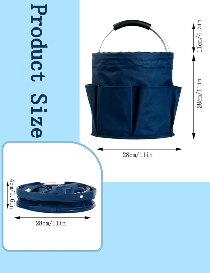 Cleaning Caddy with Handle, for Cleaning Supplies Organizer Bucket | Foldable Storage Tote with 6 Pockets,17L Large Capacity Basket for Household Organizer,Laundry Room,Bathroom & Home - Image 2