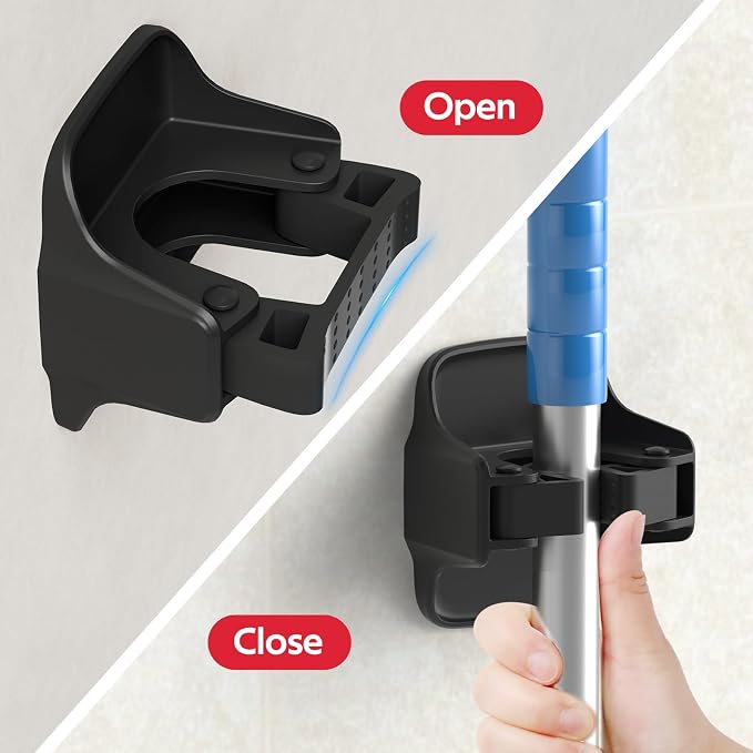 reliahom Broom Holder Wall Mount Mop Grippers organizer wall hanging, 5Pack | No Drilling Self Adhesive Easy install Anti-Slip Mop Broom Hanger Storage Rack for Kitchen,Laundry Room,Garden,Garage - Image 2