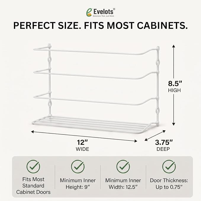 Evelots Kitchen Wrap & Food Bag Organizer Wall/Cabinet Mount, 1-Pack, White | Keep kitchen wraps and food bags organized with 1 basket that mounts on a wall or cabinet door to save valuable counter space - Image 2