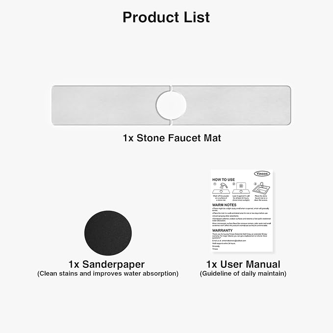Premium Stone Faucet Mat for Kitchen Sink, 23.6" x 4" White | Quick Drying & Water Absorbent, Sink Splash Guard Tray for Prevents Moisture Buildup - Image 7