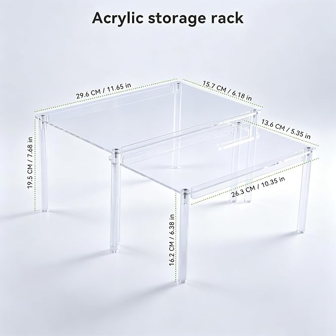 OTraki Acrylic Cabinet Organizer Set of 2 Stackable Clear Cabinet Shelf | Kitchen Pantry Organizers and Storage Display Pantry Cabinet Shelf Shelf Organizer for Dishes, Spices, Soda Cans and Bottles - Image 5