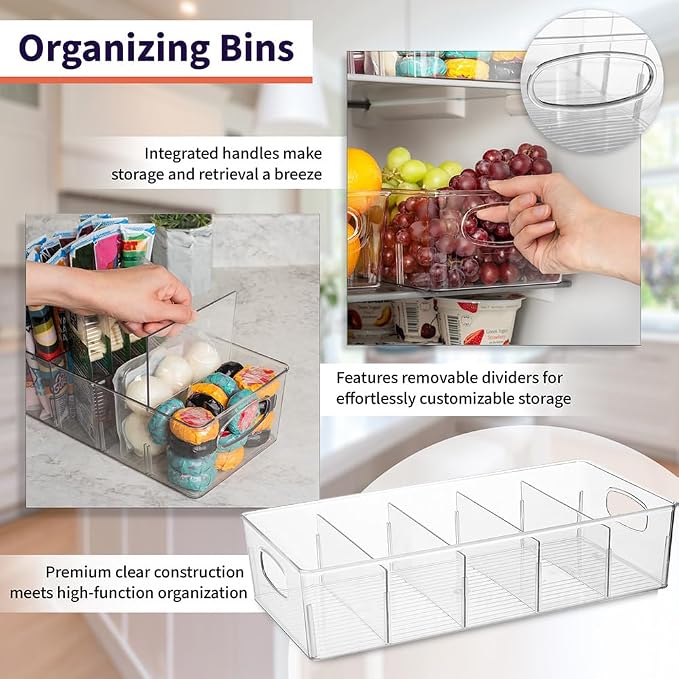 ClearSpace Pantry Storage Bins with Removable Dividers, XL, 2 Pack | Pantry storage bin for organizing food items, kitchen essentials, and refrigerator storage - Image 3