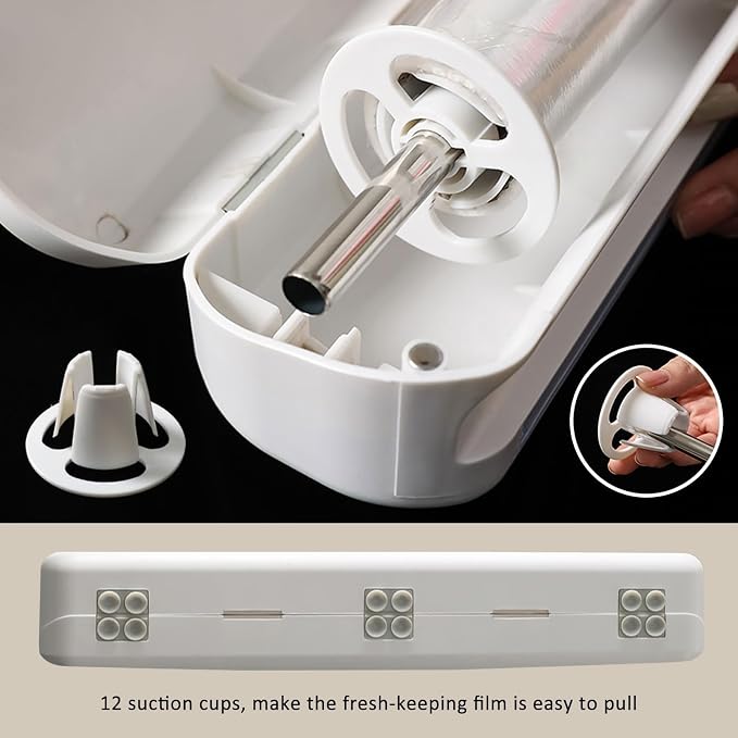Plastic Wrap Dispenser With Cutter, Reusable Cling Film Dispenser, Cling Wrap Dispenser With Slide Cutter, Also For Aluminum Foil, Tin Foil, Baking Paper (L) - Image 3