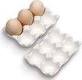 6 Cups Egg Tray Serveware, Eggs Dispenser, Egg Holder Set Kitchen Restaurant Fridge Storage Decorative Accessory (White,2 pack) by AbbyCindy