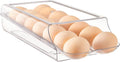 Vtopmart 1 Pack Egg Holder for Fridge, Automatic Rolling Egg Container | Stackable Clear 14-Count Eggs Organizer with Removable Inner Tray, Egg Storage for Refrigerator, Space Saving by Vtopmart