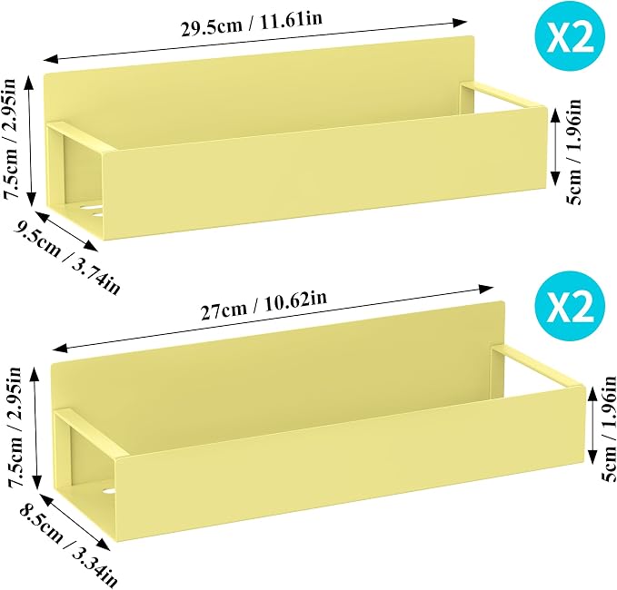 Metal Magnetic Spice Rack for Refrigerator Yellow, 4 Pack | Magnetic Shelves Heavy Duty for Fridge in Kitchen, Seasoning Storage Organizer, For Oven Washer and Dryer, For Heavier Items - Image 7