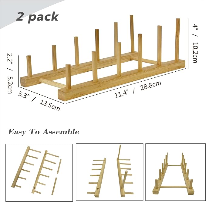 Plate Display Stands, 2 Pack 5-Slot Wooden Plate Holder Organizer | Sturdy Craft Show Display Stand for Art Prints, Book, Photo, Picture Frame, Plaque, Platter and Tabletop Decor - Image 3