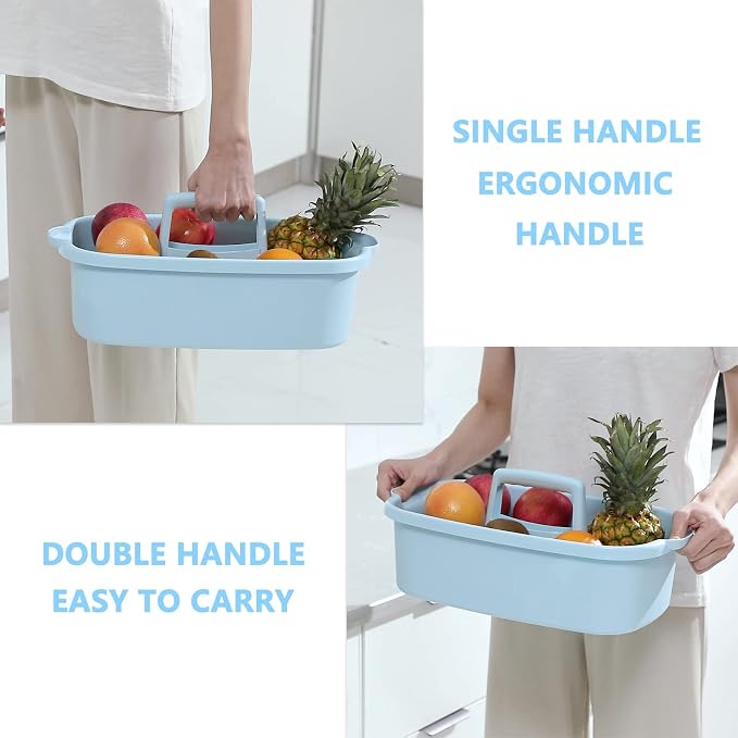 Large Cleaning Supplies Caddy Portable Shower Caddy Basket Blue 2 Pack | Sturdy Supply Organizer with Handle Plastic Bucket Tool Storage for Bathroom Bedroom Kitchen Garden College Dorm Essentials - Image 4