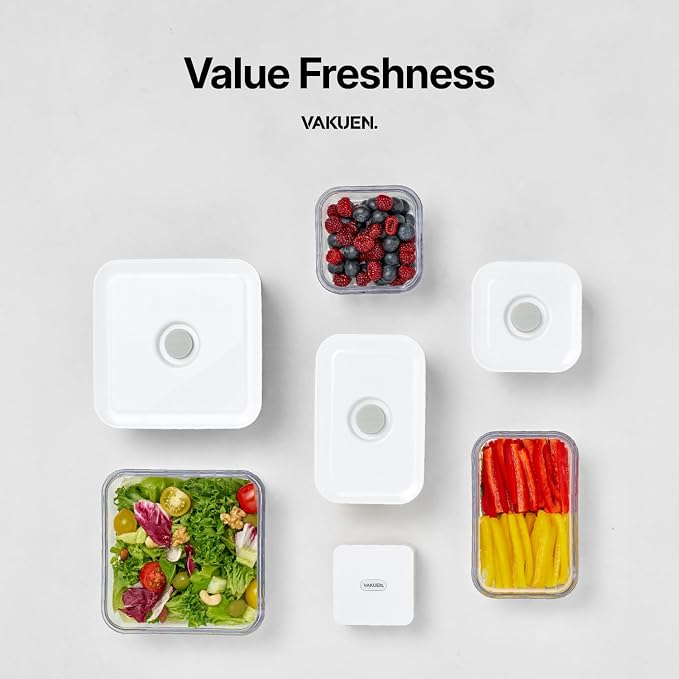VAKUEN Premium Airtight Food Storage Containers, Mini 9P/SET include Vacuum Sealer, Smart One-Click Seal Lid, No Hinges, 100% Leak Proof, BPA-FREE, Dishwasher, Freezer & Microwave Safe - Image 7
