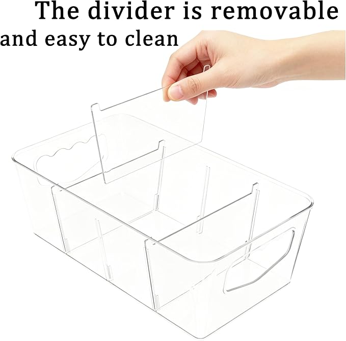 10 Pack Ultimate Clear Organizer Bins with Removable Dividers | The complete house organization solution for large families.Categorize everything from laundry supplies to pantry bulk items. - Image 5