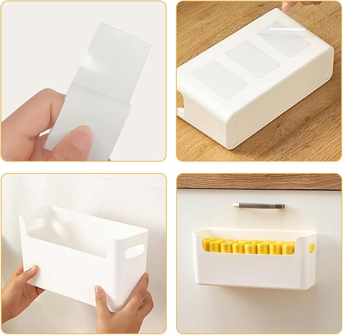 2 Pack Cabinet Organizer Storage, Adhesive Over Cabinet Door Organizer, No Drilling Space Saver Plastic Storage Containers Multi-Use for Kitchen Bathroom Office Bedroom, White - Image 7