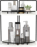 Dorhors 2-Tier Rustic White Corner Bathroom Shelf | 2-Tier Rustic White Rack Holder for Skincare,Perfume,Makeup,Lotion,Wood Sink Tray Stand for Kitchen,Restroom,Dresser by Dorhors