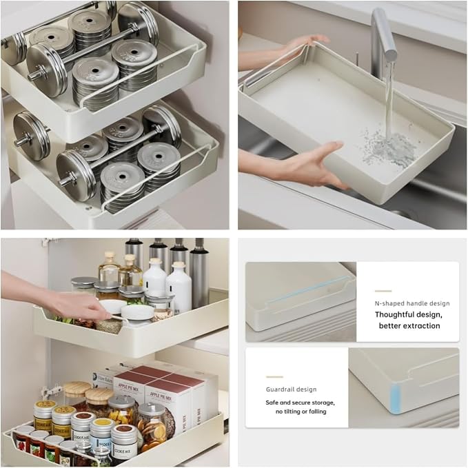 Garvee 15.7'' Pull Out Cabinet Organizer Fixed with Adhesive Durable Film,Sliding Drawers for Cabinets,No Drilling Required-Stainless Steel Material,Can Be Used for Cabinets, Bathroom Sinks - Image 4