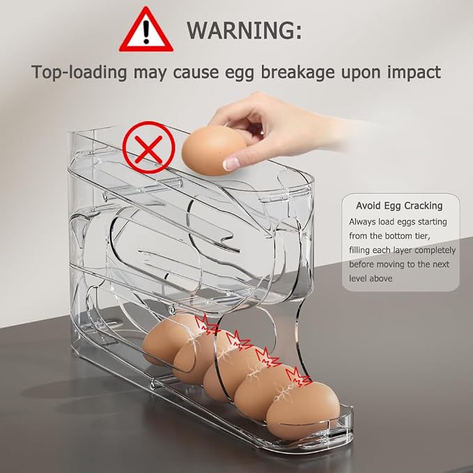 Clear FIFO Egg Holder for Fridge, Egg Dispenser for Eggs 18 Count | 1-Pack Automatic Rolling Egg Organizer for Refrigerator, Space-Saving Egg Roller/Container/Storage for Kitchen Countertop - Image 5