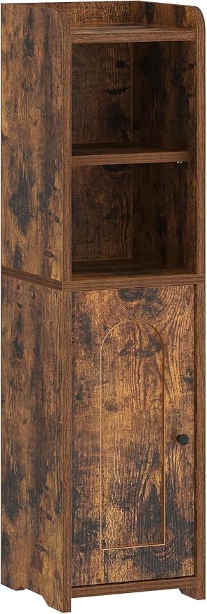 Hzuaneri Bathroom Storage Cabinet, Narrow Toilet Paper Cabinets with Doors | Small Corner Floor Cabinet with Doors and Adjustable Shelf, Bathroom Organizer for Small Spaces, Rustic Brown BC19701X - Image 9