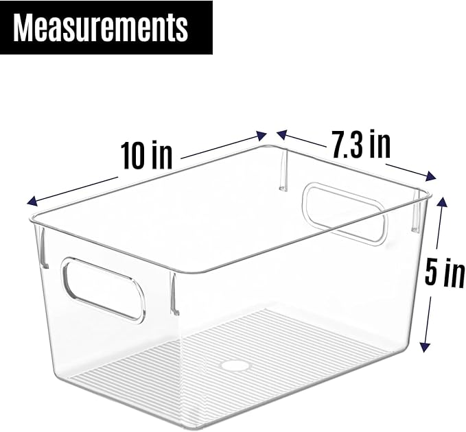 Clear Plastic Storage Bins, Pantry Organizers and Storage Containers Fridge Organizer Bins for Organizing Kitchen Cabinet Organizer Bin Bathroom Freezer Refrigerator Organization - Image 2