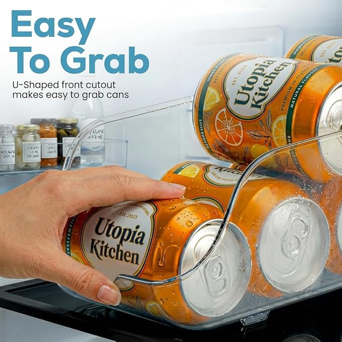 Utopia Kitchen Soda Can Organizer for Refrigerator & Pantry, 2 Pack, Clear | Durable Can Storage Organizer for Fridge & Kitchen Organization - Image 4