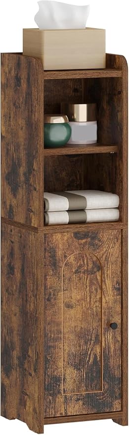 Hzuaneri Bathroom Storage Cabinet, Narrow Toilet Paper Cabinets with Doors | Small Corner Floor Cabinet with Doors and Adjustable Shelf, Bathroom Organizer for Small Spaces, Rustic Brown BC19701X - Image 8