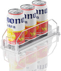 Drink Organizer for Fridge,12oz - Soda Can Dispenser for Refrigerator,Width Adjustable,Automatic Pusher Glide (White 10" D, 1ROW) by LOVEFORBETTERLIFE