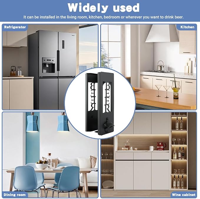 2 in 1 Can Cooler Holder with Bottle Opener, Personalized Beer Can Sleeves Storage Organizer Dispenser for Home Family Bar, Metal Cool Stuff Gift for Men Women(COLOR:Black) - Image 7