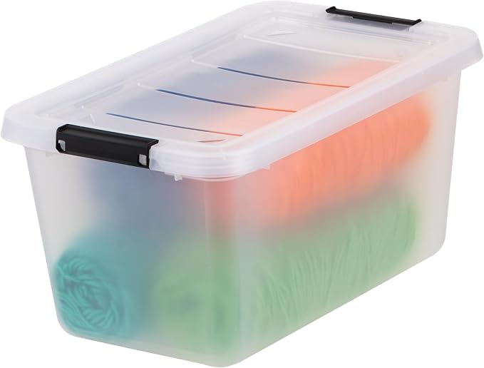 IRIS USA 6-Pack 13.5 Quart Clip Box with Latching Lid | Latching lid secures office and household supplies. Stackable, nestable design maximizes storage space - Image 7