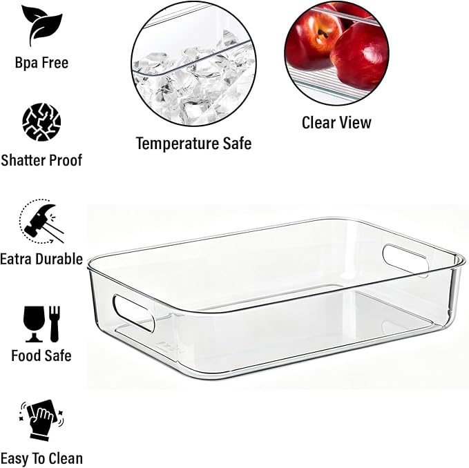 Ytteve Clear Plastic Storage Bins, Pantry Organizers and Storage Containers Fridge Organizer Bins for Organizing Home Kitchen Under Sink Bathroom Refrigerator Freezer Laundry Room (Clear, 2 M) - Image 4