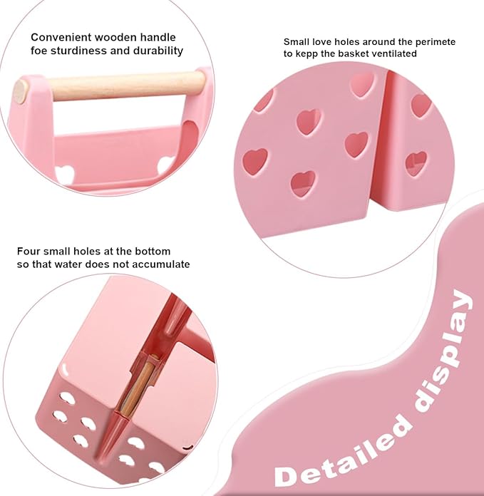 Portable Shower Caddy Plastic Shower Basket Organizer with Handle, Pink | Divided Bathroom Caddy Storage Cleanning Caddy Tote for College, Dorm Room, Kitchen - Image 3