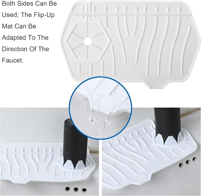 Silicone Sink Splash Guard, Multifunction Faucet Splash Guard, White Kitchen Faucet Mat for Kitchen and Bathroom Sink - Image 3