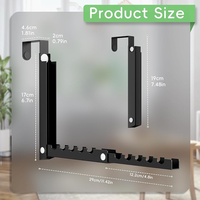 Foldable Over the Door Hooks, Over the Door Hanger for Space Saving | Heavy-duty and Portable, Suit Door Up to 1 3/4" Thick with 10 Slots for Hanging Clothes, Perfect for Small Dorm and Bedroom - Image 4