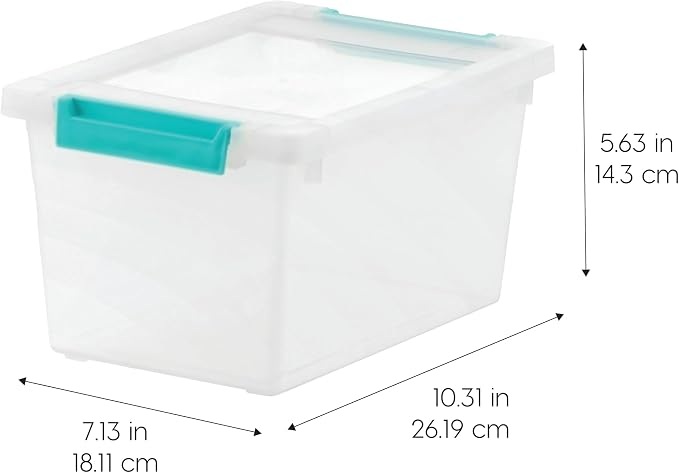 IRIS USA Storage Bins with Lids |Made in USA| 4 Qt - (6-Pack) - Clear | Sensory Craft Organizers, Plastic Clip Box Totes, Flat Containers for Organizing Paper, Office, Art & Study Supplies - Image 2