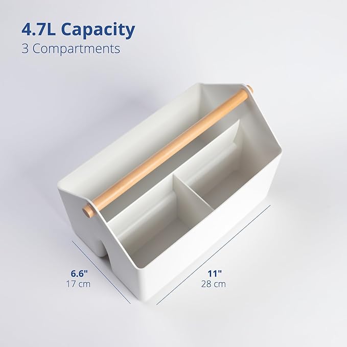 BLUE GINKGO Storage Basket, Medium 4.5L, White, Made in Korea | Portable. Divided Storage Bin. Everyday Organization. - Image 4