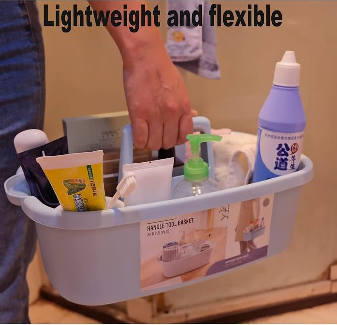 Large Plastic Cleaning Supply Caddy with Handle, Portable Cleaning Tool Storage Tote for Dorm, Bath, Pantry (Dark Grey) - Image 5