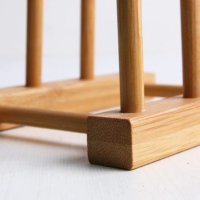 Kunovo Bamboo Dish Rack,Pot lid/Plate/Cutting Board Organizer for Kitchen cabinets,Bottle Drying Holder - Image 7