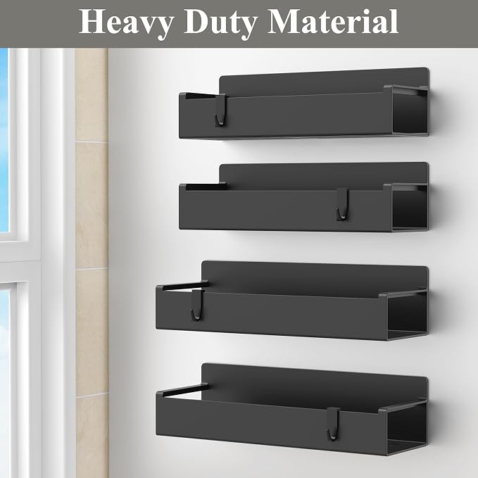 HuggieGems 4 Pack Magnetic Spice Rack Organizer for Refrigerator and Oven, Black Fridge Organizers and Storage for Kitchen | Kitchen Magnetic Shelf for Fridge, Spice Organizer and Storage, Baby Bottle Holder for Fridge, Magnetic Tea Bag Organizer - Image 4