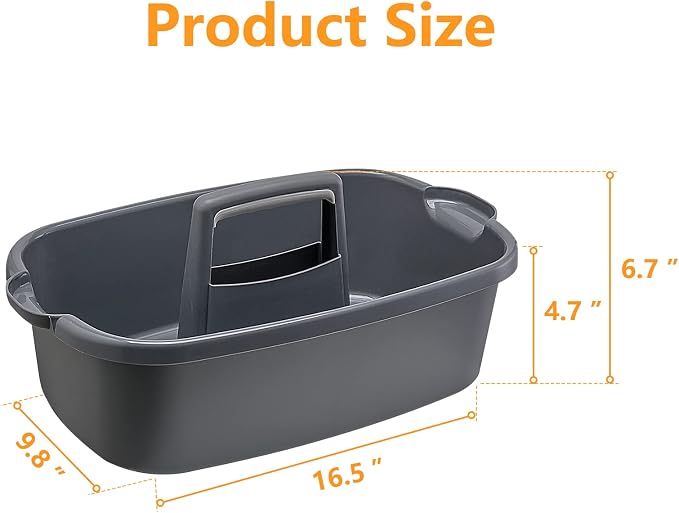 Goderewild Multi-Purpose Plastic Cleaning Caddy with Handle, Shower Caddy Organizer/Storage Basket/Totes Portable for Bathroom Supplies, Cleaning Products, Under Sink Tool, Housekeepers (Grey) - Image 2