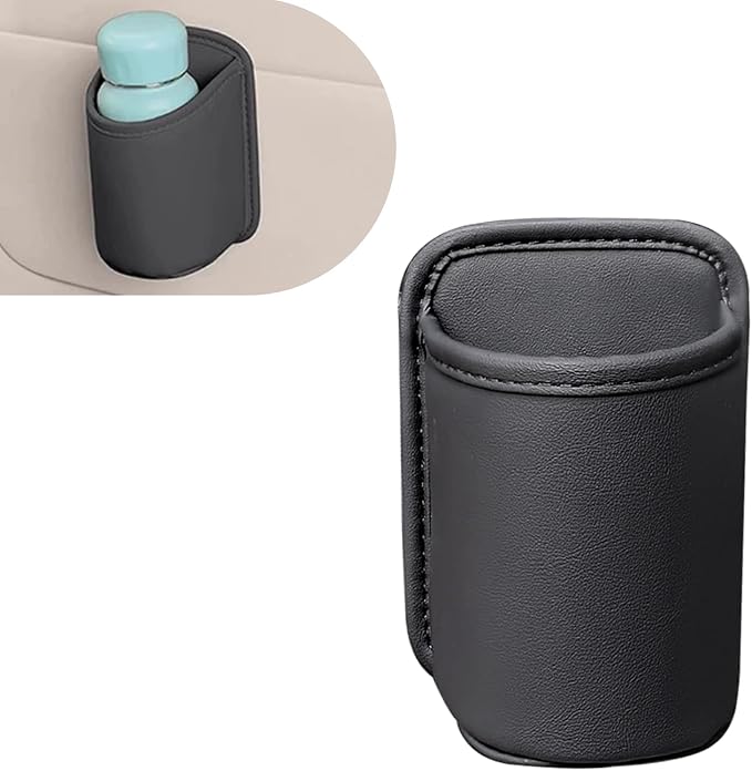 Shakas Car Door Large Cup Holder, Multifunctional Storage Bag Trash Can for Beverage Water Cup Mobile Phone, Waterproof Cleanable Leather Insert Organizer for Seat Back, for Cars Trucks (Black) by Unknown