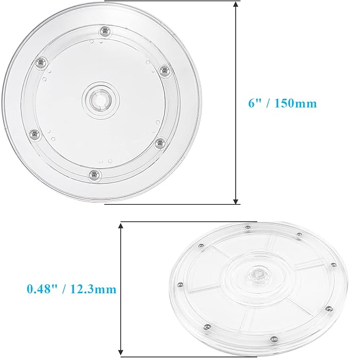 Jersvims 6 Inch Acrylic Turntable Platter, Transparent, 2Pcs | Round Rotating Plate, For Kitchen Pantry Cabinet Desk, Spice Cake Cookie Decorating - Image 4