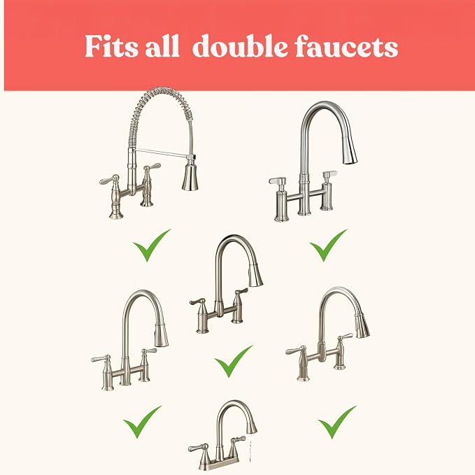 2 Hole Kitchen Sink Splash Guard (22 INCH) Wide-Modern Faucet Mat for Kitchen Sink-Flexible, Durable, Silicone Faucet Splash Guard Grey-Double Handle Faucets with 8” Spacing-Easy to Clean - Image 3