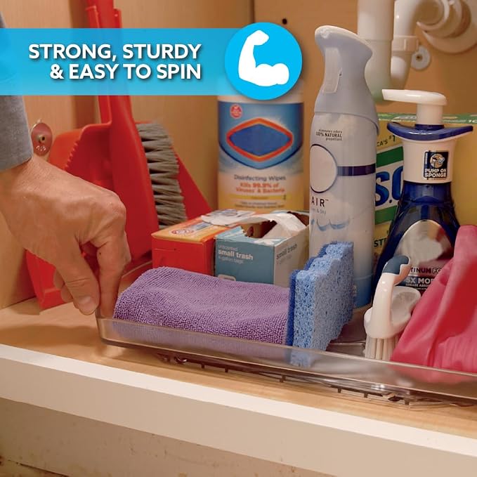 Ontel Smart Spin Rotating Refrigerator Organizer - Use This Lazy Susan as a Rotating Spice Rack, Condiment Organizer, Cabinet Organizer or for Kitchen, Panty or Fridge Organization and Storage, Clear - Image 6