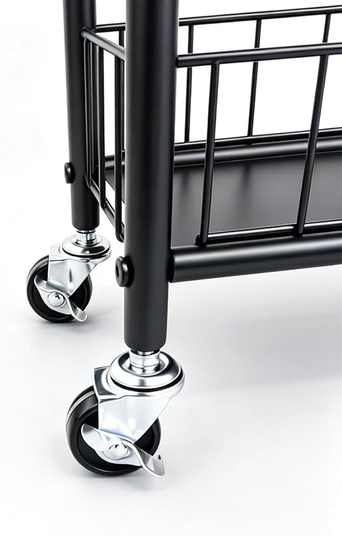 10in 6-Tier Slim Storage Cart with Wheels, Metal 10in Wide Black Narrow Rolling Shelf, Sturdy Slim Storage with Hooks Ideal for Kitchen, Bathroom, and Laundry Room - Image 2