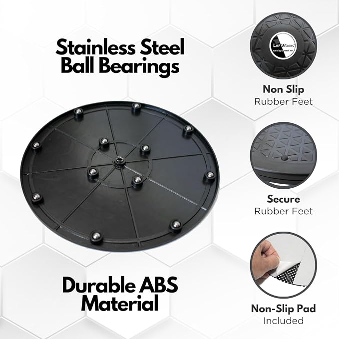 LapWorks 10 inch Heavy-Duty Swivel Base - 0.8" Profile, Supports 100lbs - 360˚ Rotating Turntable and Lazy Susan Stand for Monitors, Computers, Plants, More - Image 5