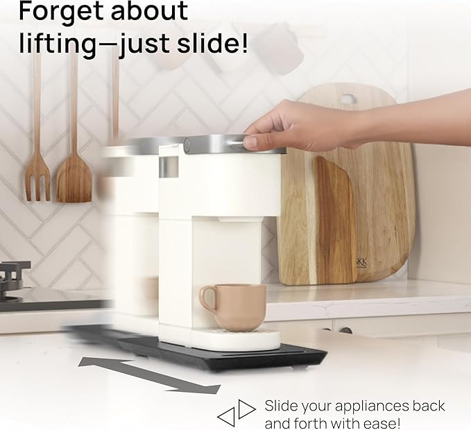 Ibyx Appliance Slider, Sliding Tray for Coffee Maker, 7.5 x 14.5 in, Black | For Coffee Maker & Heavy Kitchen Appliances, Easy Slide, Made of Premium Bamboo, Space-Saving Kitchen Organizer 40lb Capacity - Image 3
