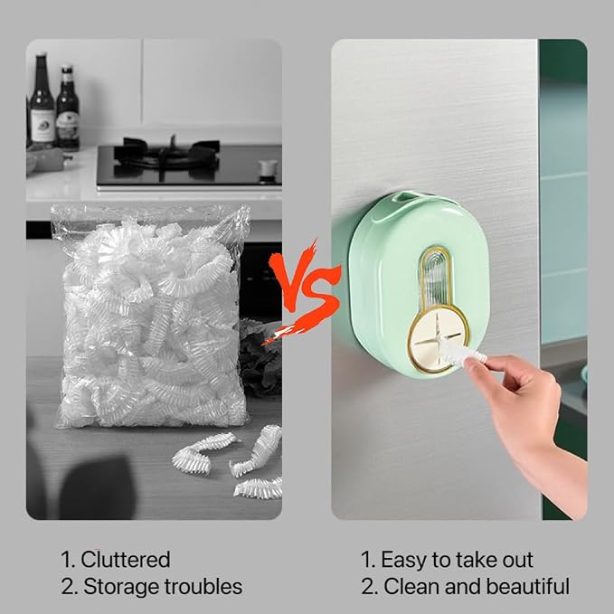 Fresh Keeping Bag Storage Box with 100 Disposable Cling Film Multifunctional Plastic Wall-mounted Safety Kitchen Storage (Mint green) - Image 3