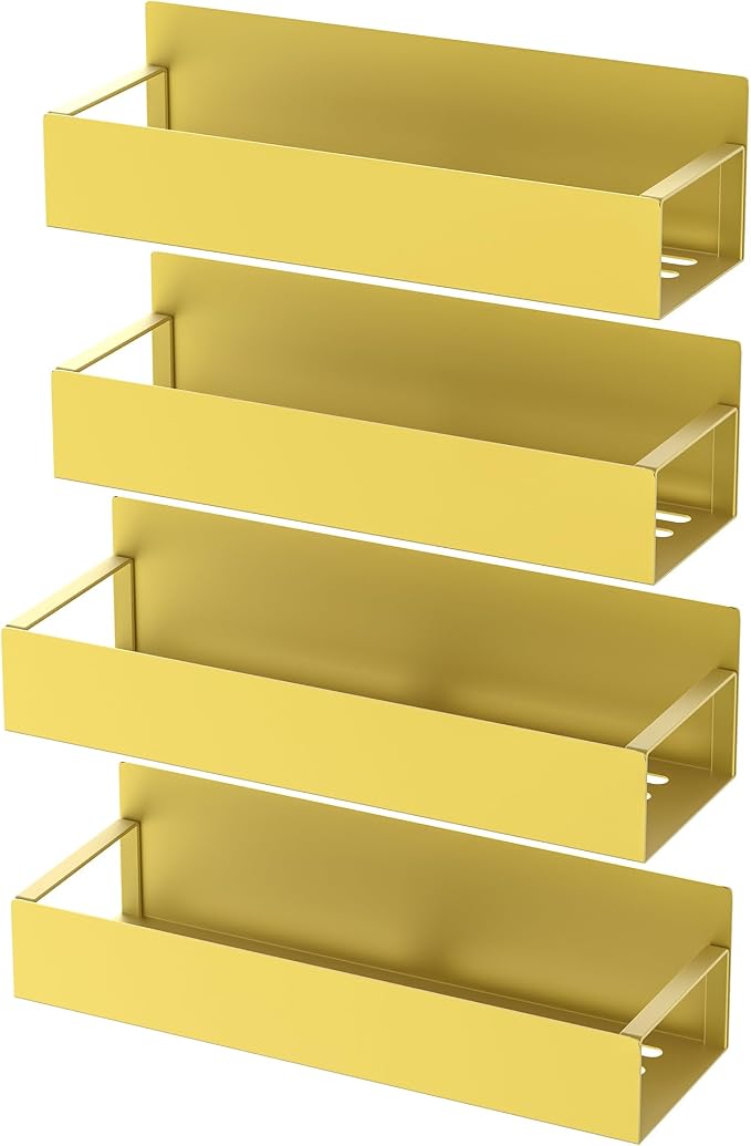 Metal Magnetic Spice Rack for Refrigerator Gold, 4 Pack | Magnetic Shelves Heavy Duty for Fridge in Kitchen, Seasoning Storage Organizer, For Oven Washer and Dryer, For Heavier Items - Image 6