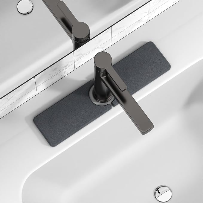 Premium Stone Faucet Mat for Kitchen Sink, 15.8" x 4" Dark Gray | Quick Drying & Water Absorbent, Sink Splash Guard Tray for Prevents Moisture Buildup by Unknown