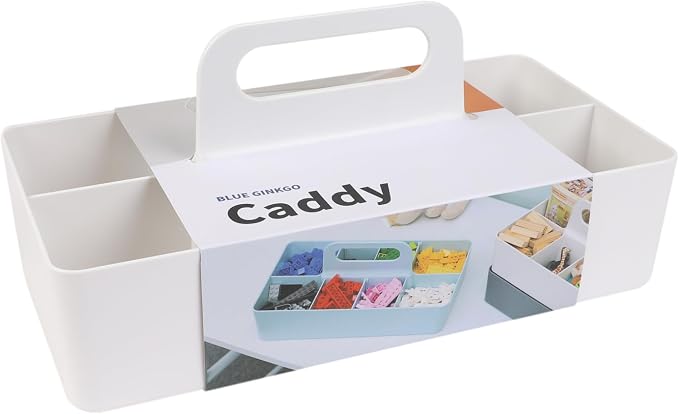BLUE GINKGO Stackable Organizer Caddy, Long, White, Made in Korea | Portable. Adjustable. Home, Office & School Storage. by BLUEGINKGO