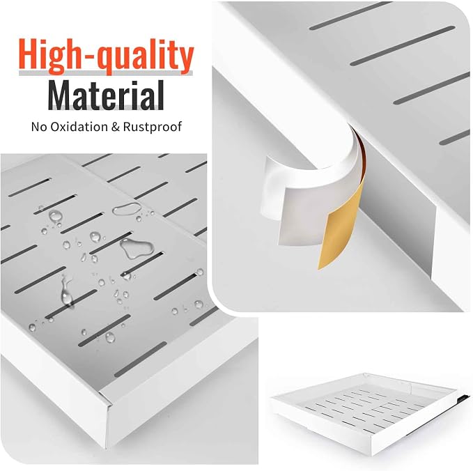 21" Deep Expandable Pull Out Cabinet Organizer,(12"-20")Slide Out Drawers For Kitchen Cabinets,Adhesive With Nano Film, Peel and stick Pull Out Drawers For Cabinets In Kitchen, Pantry (white,1PACK) - Image 5